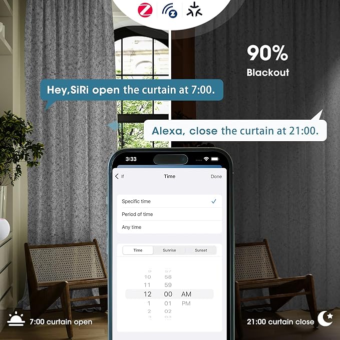 SmartWings Automatic Curtain Opener with Drapery, Motorized Vertical Blinds with Remote, Electric Closet Doors Sliding Panels Compatible with Alexa Google Homekit, 90% Blackout Medium Grey
