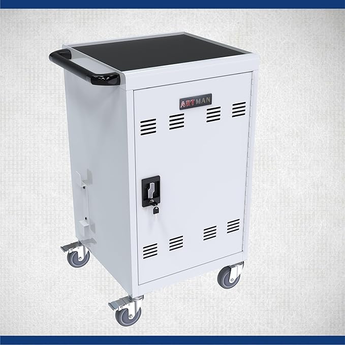 32 Device Mobile Charging Station for Laptops/Tablets/iPads/Chromebooks,32 Bay Lockable Charging Cabinet with Cable Management & Power Strip Included, Laptop & Tablet Storage Carts,Easy Assembly