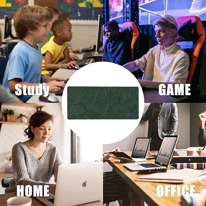 EOBKLAX Golden Tropical Leaf Large Gaming Mouse Pad,Waterproof Desk Mat for Desktop,Non-Slip Rubber Base Mousepad with Stitched Edges for Laptop Office and Home 35.4X15.7 Inch