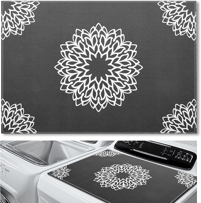 Teenyyou 1 Pcs 26" x 18" Dryer Top Protector Mat, Washer and Dryer Topper, Non Slip Waterproof Machine Cover Dust Proof Quick Drying Topper Pad for Laundry and Kitchen (Mandala)