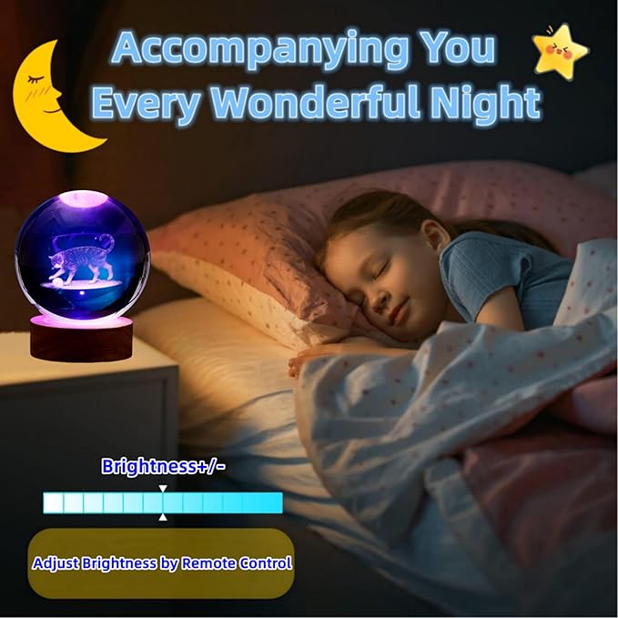 3D LED Cat Night Light, 16 Color Changing Lamp with Dimmable Remote Control