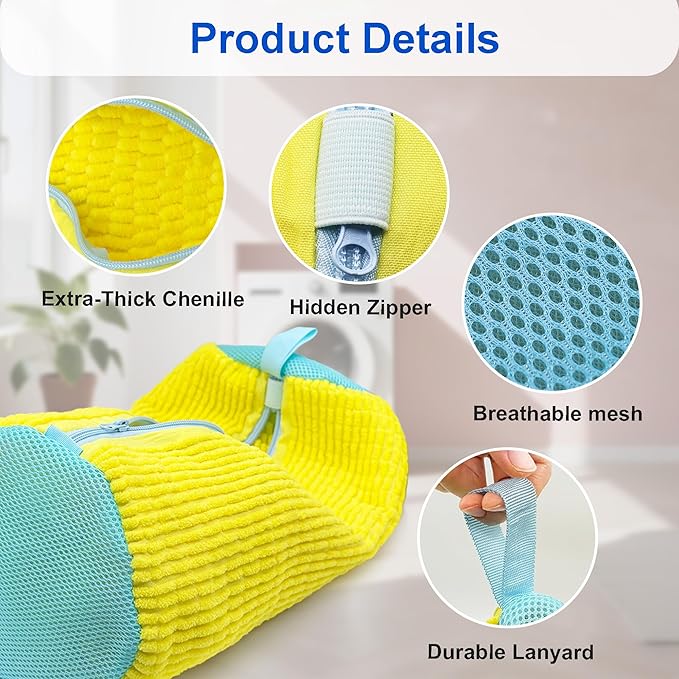 Cilkus Shoe Washing Machine Bag – 2 Pack Reusable Laundry Shoe Bag with Zipper for Sneakers and Tennis Shoes, 360° Deep Cleaning, Washer and Dryer Safe – Includes Bonus Shoe Bags