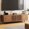gaoyangjiaju 70.87" Mid Century Modern TV Stand, Walnut Media Console for 70 Inch TVs, Entertainment Cabinet with 4 Storage Compartments for Living Room or Bedroom