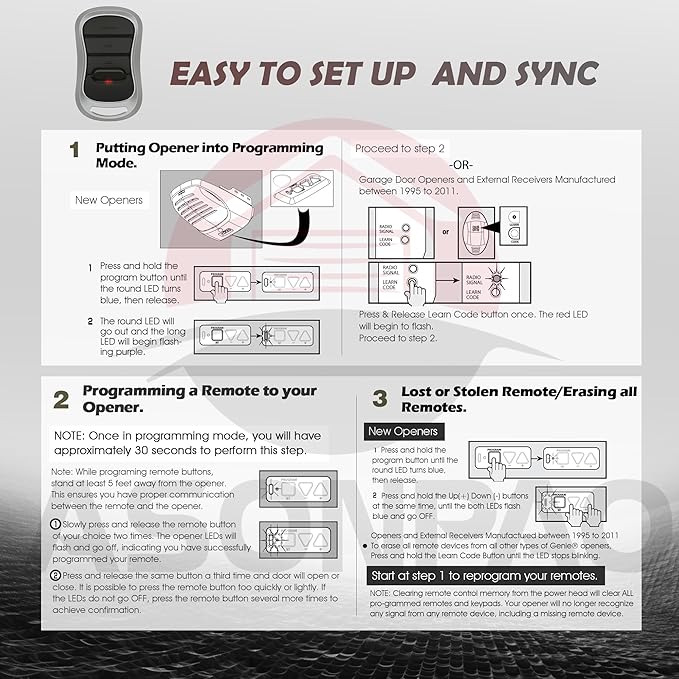 Genie Garage Door Opener Remote G3T-A G3T-R G3T-BX Intellicode【10-Year-Warranty】