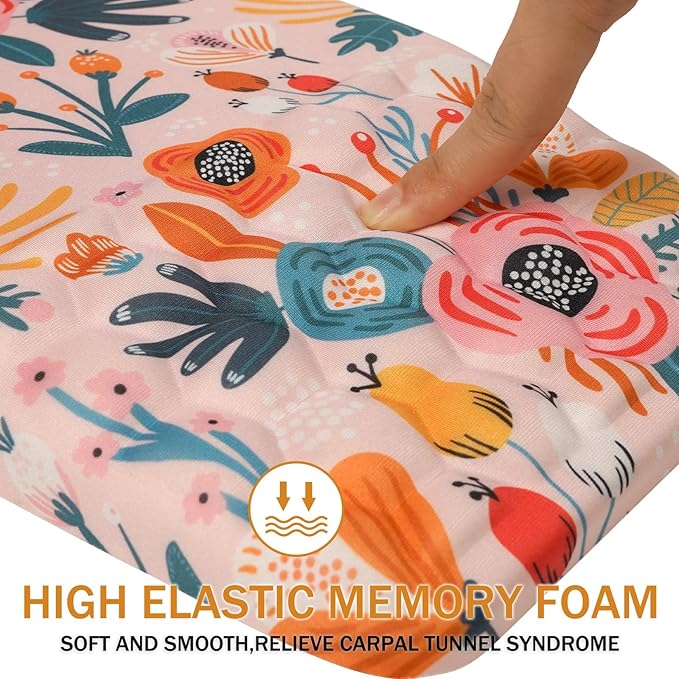 BOCHEERY Ergonomic Mouse Pad Wrist Support,Upgrade Mousepad with Massage Design,Non-Slip PU Base Desktop Mouse Pads for Pain Relief, Computer, Office & Home,12 x 8 in（F-Pink Flower）