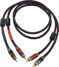 JORZOR RCA Cable, 2RCA Male to 2RCA Male Stereo Audio Cables 【Hi-Fi Sound】 Braided RCA Stereo Cable for Home Theater, HDTV, Amplifiers, Hi-Fi Systems, Car Audio, Speakers (2M(6.6FT))