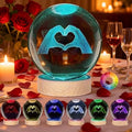Kopesmsy 3D Crystal Ball Lamp,3.15 inch 3D K9 Crystal Ball Night Light with Wooden Base,Night Light Room Decor,Color Box,Birthday Anniversary Christmas Gifts for Women, Girlfriends, Wives, Daughters