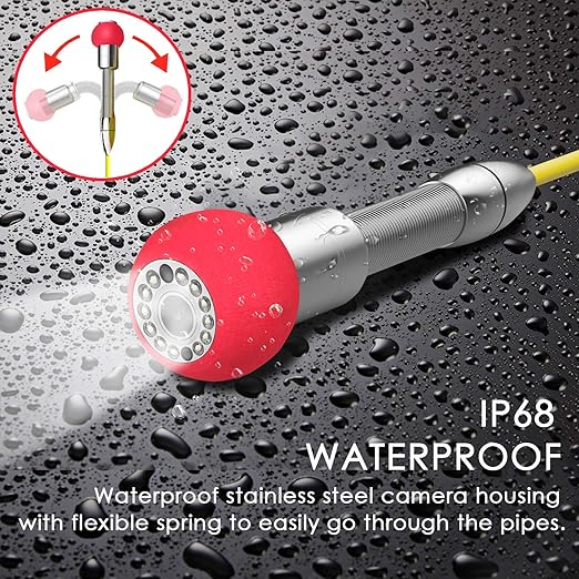 Pipe Pipeline Inspection Camera, Drain Sewer Industrial Endoscope HBUDS Waterproof IP68 Snake Video System with 7 Inch LCD Monitor 1000TVL Camera