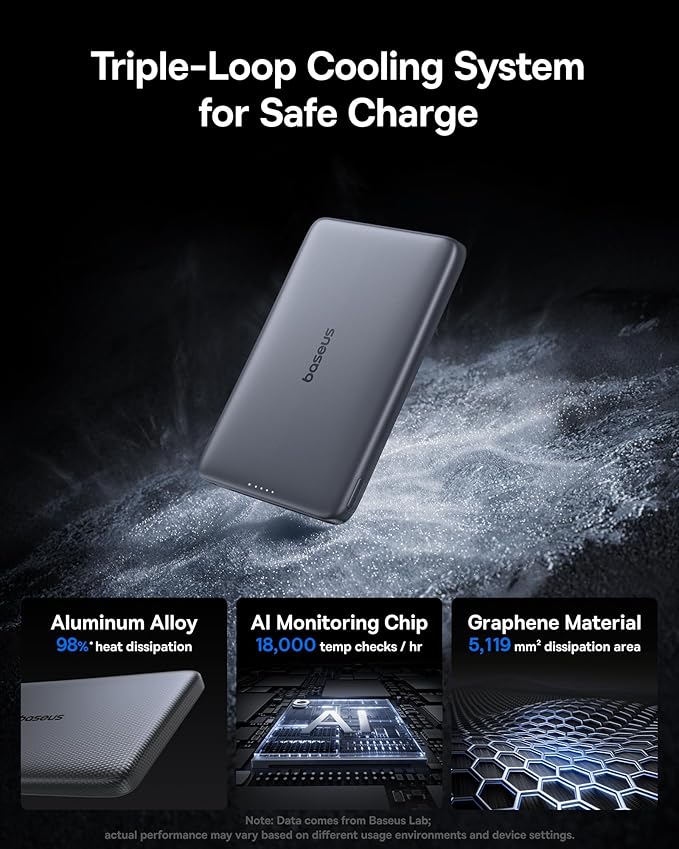 Baseus Picogo Magsafe Portable Charger, Qi2 Certified 0.5" Ultra Slim 15W Wireless Power Bank, 10000mAh 27W Fast Charging Magnetic Battery Pack with USB-C for iPhone 17/16/15/14/13/12 Series Only