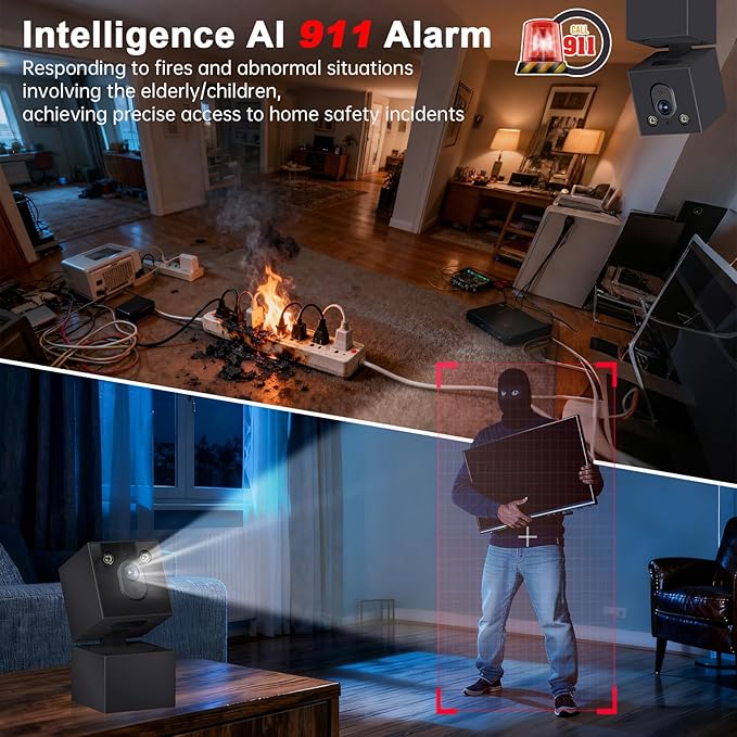 Jqimn 2K Security Camera Indoor - 5G&2.4G WiFi Cameras for Home Security, Pet/Dog/Baby Monitor with Phone APP 360Pan/Tilt, One-Tap Call 911, Al Motion Tracking, 24/7 Recording, Night Version