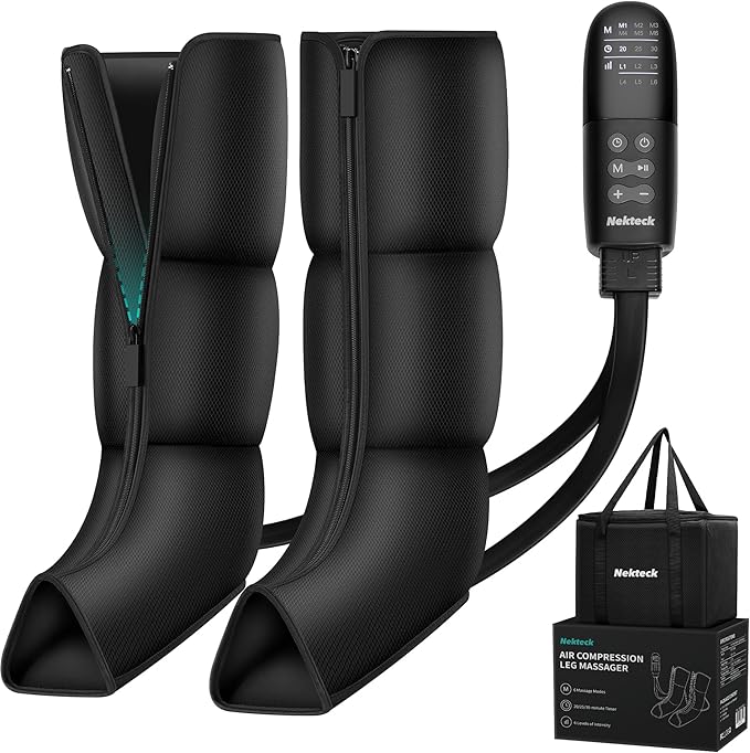Leg Massager for Circulation and Pain Relief Air Compression Boots Massage Tools for Calf Foot Massager, 6 Modes 6 Intensities, Relaxation Tool for Men Women Mom Dad Wife Husband Birthday Christmas