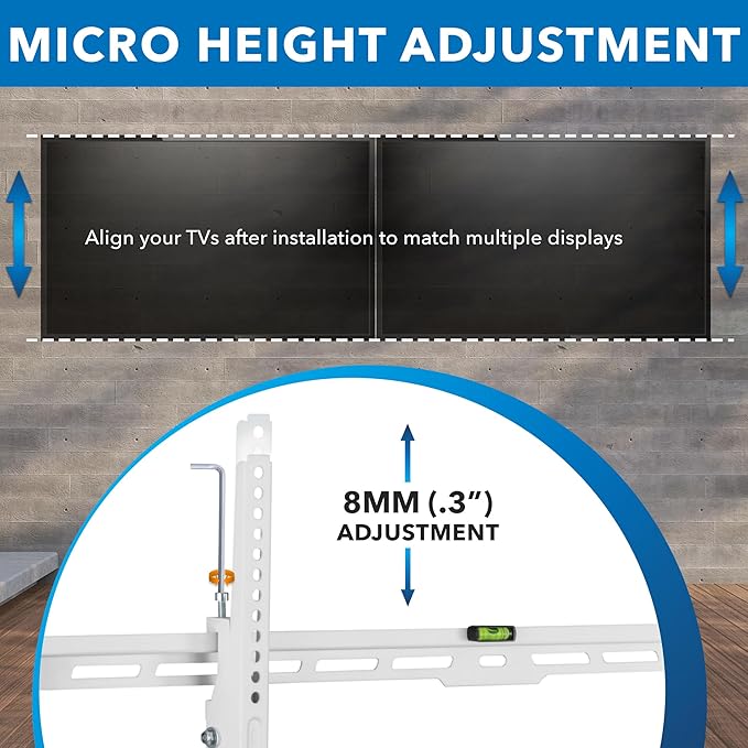 Mount-It! Tilting TV Wall Mount for 43"-90" TVs, Ultra Slim Heavy-Duty TV Mount with Low Profile 1.9", VESA 200x200 to 800x400, Supports up to 165 lbs, White