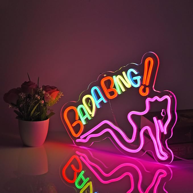 ZODZ Bada Bing Neon Sign for Wall Décor Sopranos Merch Girls Dimmable LED Neon Light Sign Decor
