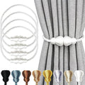 Nieffeiy Magnetic Curtain Tiebacks Outdoor Curtain Tie Backs Rope Decorative Magnetic Curtain Holders for Drapes Window Treatment Holdbacks, White 4Pack