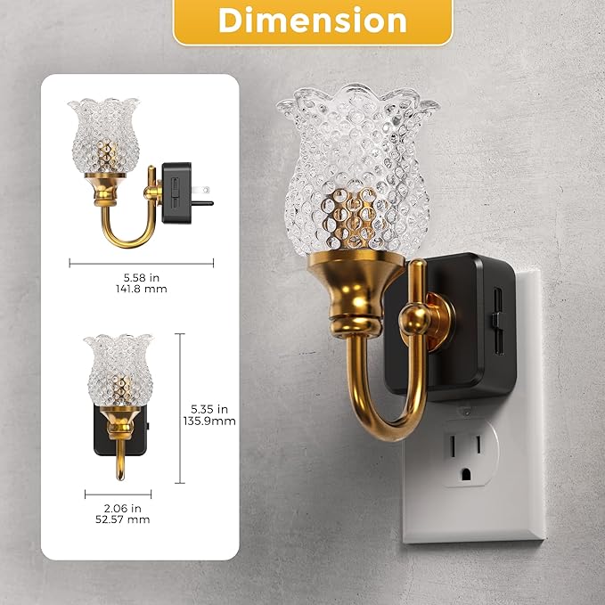 L LOHAS LED Night Lights Plug into Wall, 3000K Soft White LED Floral Night Lights with Auto Sensor, 0-100lm Adjustable Brightness, for Hallway Bedroom Stairway