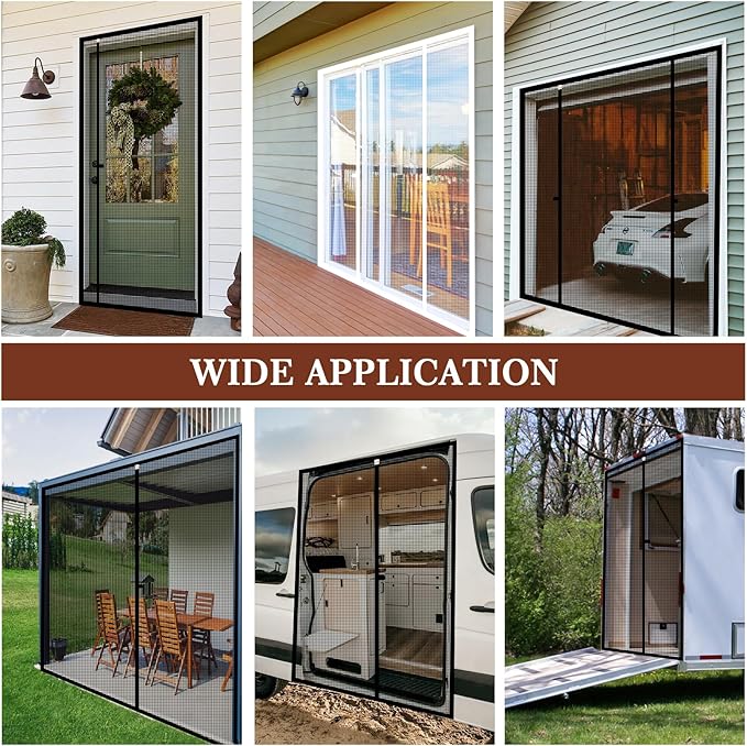 Yotache Custom Magnetic Screen Door, Anti-Tearing Reinforced Screens for Patio, Balcony, Front, Sliding Door