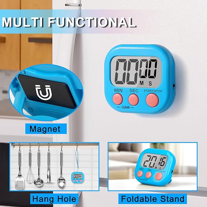 ZILLEEN Classroom Timer for Kids Teachers 12 Pack Digital Timers, Blue & Pink