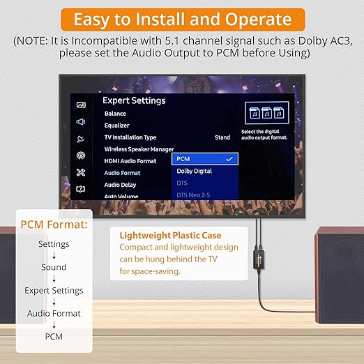 Neoteck 192kHz DAC Converter 7ft/2.1m Optical to RCA Cable SPDIF to RCA Digital to Analog Converter for HDTVs Set-Top Boxes DVD/Blu-Ray Players-Male Output