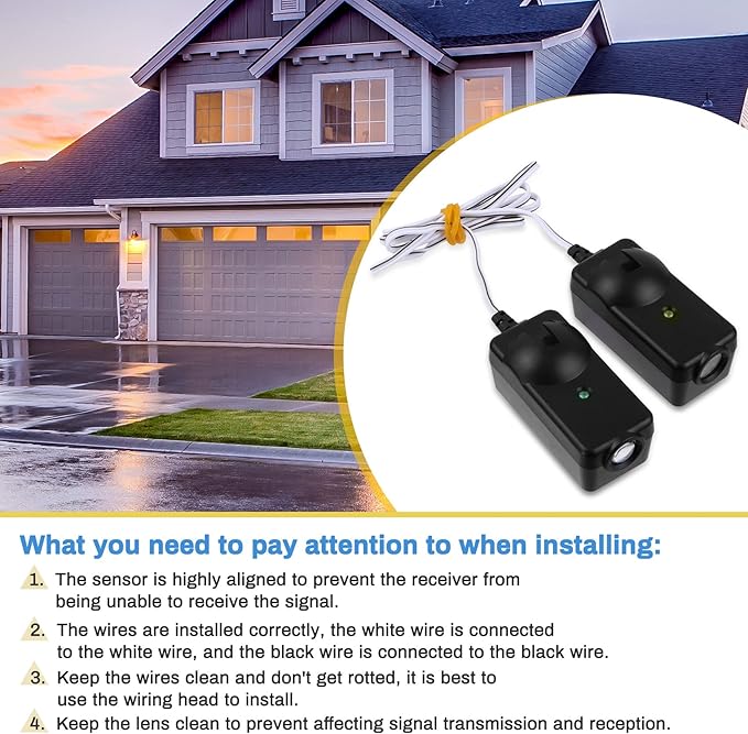 41A5034 Safety Sensor Kit, Replacement for Craftsman/Chamberlain/Liftmaster Garage Door Sensor, Compatible with Liftmaster/Chamberlain/Craftsman Garage Door openers Made After 1997