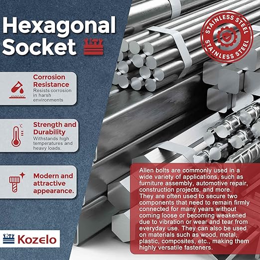 Kozelo 30pcs Socket Head Cap Screws - [M5-0.8 x 35mm] 304 Stainless Steel Allen Socket Drive for Electrical Motor 3D Printing Fan Engine Replacement Use, Silver