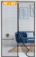Yotache Magnetic Screen Door Fits Door Size 30 x 82, Screen Size 32" x 83" Double-Sewed, Close-Stitching, Top Anti-Tear, Heavy Duty with Full Frame Hook&Loop Strip Black