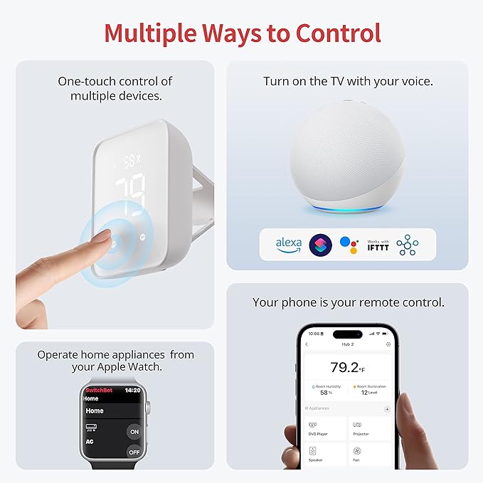SwitchBot Blind Tilt Automatic Blind Opener 3-Pack & Hub 2- Smart Motorized Blinds with Bluetooth/IR Remote Control, WiFi Thermometer Hygrometer, Light Sensor, Work with Alexa, Google Home, HomeKit