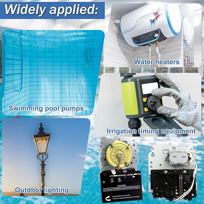 T101M Pool Timer Mechanism Only, Pool Pump Timer, 120V 2HP SPST 40A Time Switch, 24 Hour 12 ON/Off for Pool Pump, Heavy-Duty Mechanical Time Switches,Time Switch Mechanism Only, 5 Years Warranty
