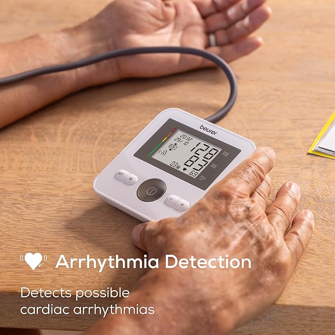 Beurer BM27 Upper Arm Blood Pressure Monitor for Home Use with Adjustable Cuff, Data Transfer to Apple Health and co., 120 Memory Sets, Irregular Heart Rate Detection, Risk Indicator