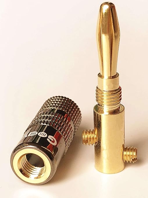 Goaycer Speaker Connector Banana Plugs - 24K Gold Plated Brass 4mm Plug (12 Pairs/24 pcs)