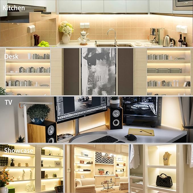 Pandery LED Strip Lights 32.8FT,Dimmable cob led Strip with Adapter and Remote,Superbright 24V led Tape,CRI90+,2700K Warm White led Strips,Indoor Perfect for Cabinet,Room,Kitchen,TV,Mirror
