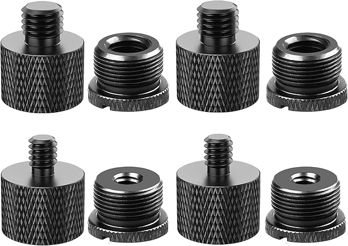 IXTECH Mic Stand Adapter Set - 8 Piece Metal Mic Stand Adapter Kit - 3/8 to 5/8 & 1/4 to 5/8 Female to Male Thread Adapter - Boom Arm Adapter (2)