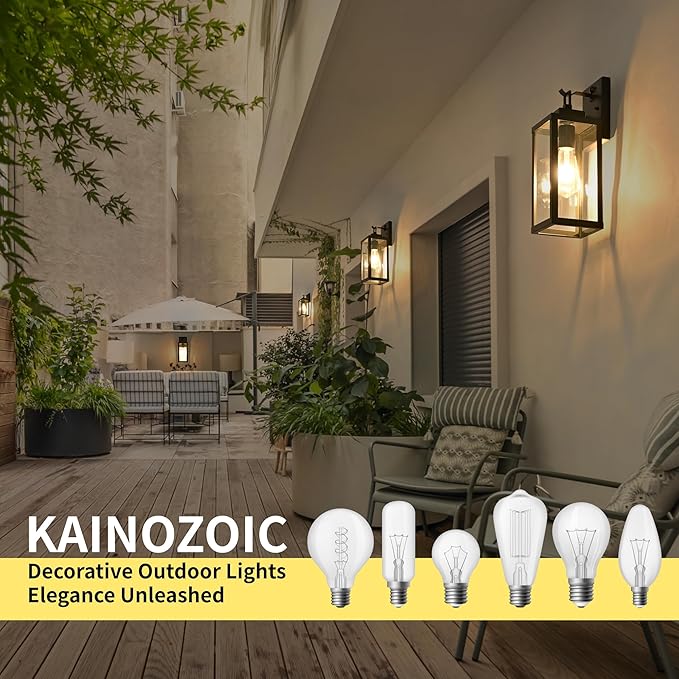 Kainozoic Motion Sensor Dawn to Dusk Outdoor Sensor Light Fixture Anti-Rust Exterior Wall Lighting Waterproof Outdoor Wall Lantern for Porch Patio Front Door Garage