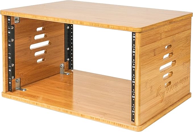 Sound Town DIY 6U Solid Carbonized Bamboo Studio Equipment Rack w/ 14.2" Depth, Ventilation for Recording Room, PA/DJ Pro Audio, Home Audio (STBR-6U)