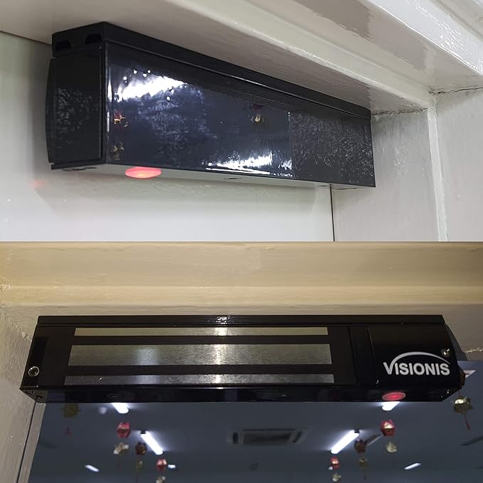Visionis FPC-5192-BL Black 600lbs Indoor Electromagnetic Lock with 600 lbs L and Z Bracket for Inswinging Door