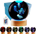 Conalisk 3D Jellyfish Crystal Ball Lamp, Lifelike LED Jellyfish Night Light, 16 Colors Changing Light, Dimmable Remote Control, Desk Lamp