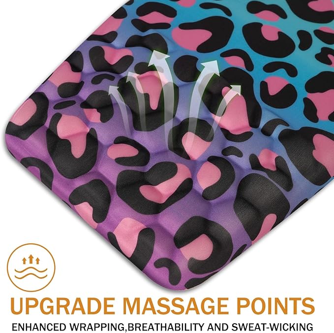 BOCHEERY Ergonomic Mouse Pad Wrist Support,Upgrade Mousepad with Massage Design,Non-Slip PU Base Desktop Mouse Pads for Pain Relief, Computer, Office & Home,12 x 8 in（F-Purple Leopard）