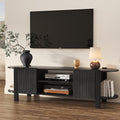 ZOSQUARE 65 Inch TV Stand for Up to 75 inch TVs, Fluted Entertainment Center with Adjustable Shelve, Curved Round Corner TV Console Table with Storage Cabinet for Living Room, Bed Room (Black)