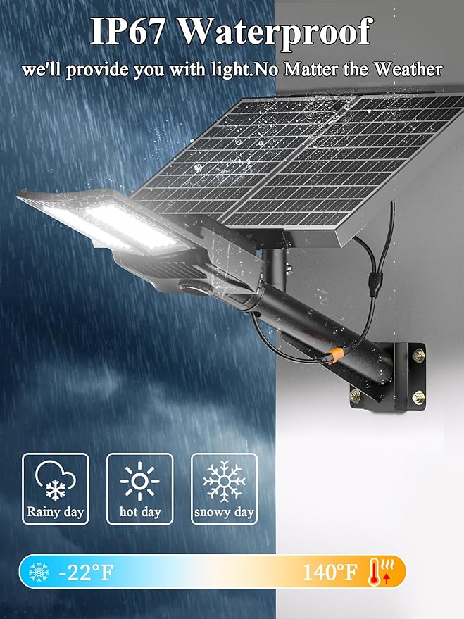 Ofuray OL-11000W Solar Street Lights Outdoor,Parking Lot Lights Commercial Dusk to Dawn up to 750,000lm, 50,000mAh Big Power Solar Security Flood Remote Control Without Motion Sensor for Street,Yark