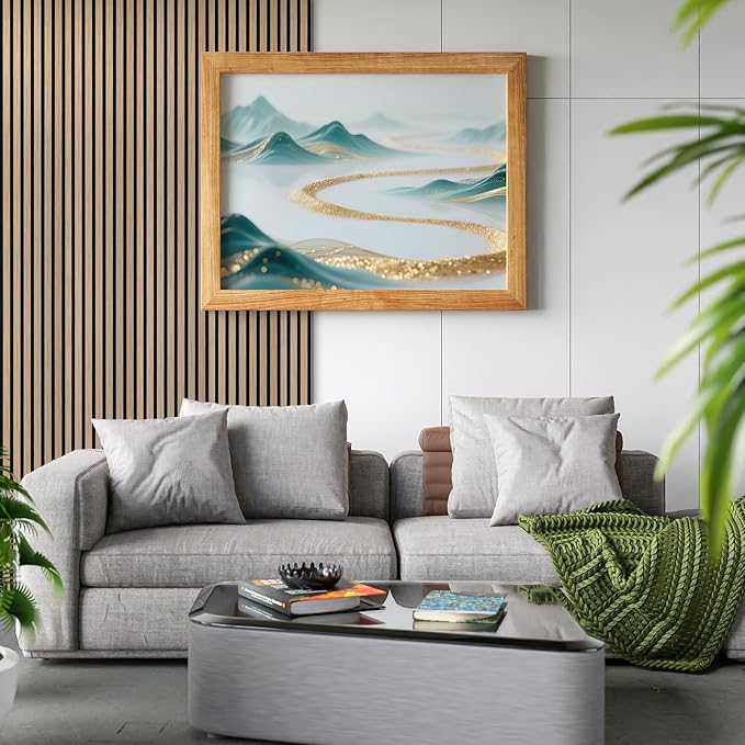 Art3d 4-Piece 94 x 12.6 Inch Acoustic Lightweight Slat Wall Panel - Waterproof Wood Textured Wainscoting Panel of 33 Sq.Ft for Bedroom, Home Theater Office Accent Wall, Boxwood