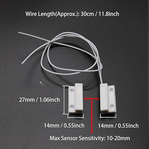VictorsHome Magnetic Reed Switch NO Surface Mount Wired Door Window Contact Sensor with Adhesive Paper for Home Security and Burglar Alarm Systems MC-38 5pcs
