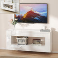 Vavkorkula High Gloss TV Stand for 65 Inch with 2 Large Drawers & Hidden Storage Cabinets, Modern Entertainment Center Television Stands for Living Room Bedroom, White