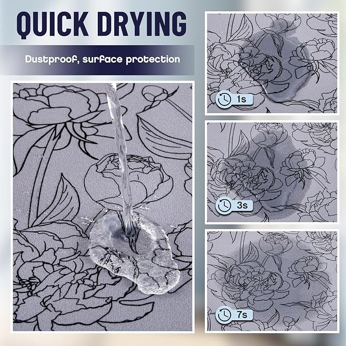 Teenyyou 1 Pcs 26" x 18" Dryer Top Protector Mat, Washer and Dryer Topper, Non Slip Waterproof Machine Cover Dust Proof Quick Drying Topper Pad for Laundry and Kitchen (Peony)