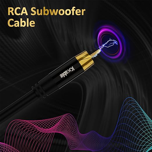 Subwoofer Cable RCA to RCA Audio Cable 12FT, Digital Coaxial Audio Cable, Premium S/PDIF RCA Cord for Home Theater, HDTV, Subwoofer, Hi-Fi System, Amplifier, 22AWG Tinned Copper, Double Shielded