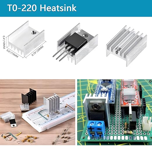 Minidodoca 11 Values 39 Pcs L317 L7805 L7806 L7808 L7809 L7810 L7812 L7815 L7818 L7824 TO-220 Package High Current Positive Voltage Regulator Assortment Kit+TO-220 Heatsink