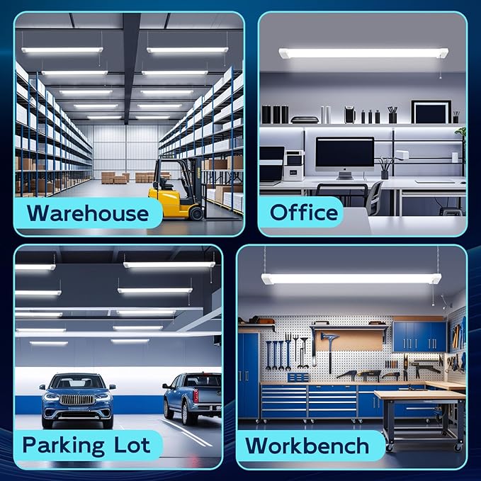 hykolity 5000K LED Shop Light Linkable, 4FT Daylight 42W LED Ceiling Lights for Garages, Workshops, Basements, Hanging or FlushMount, Included Power Cord and Pull Chain, 4400lm, ETL- 1 Pack