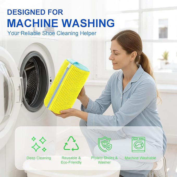 Cilkus Shoe Washing Machine Bag – 2 Pack Reusable Laundry Shoe Bag with Zipper for Sneakers and Tennis Shoes, 360° Deep Cleaning, Washer and Dryer Safe – Includes Bonus Shoe Bags