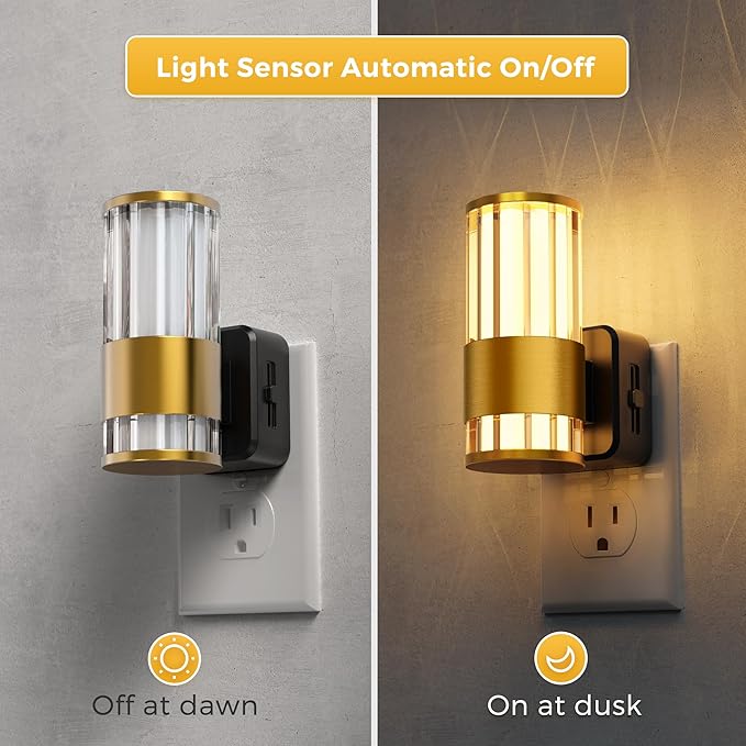 L LOHAS LED Night Light, Automatic Night Lights Plug into Wall, 0-100LM Adjustable Brightness LED Night Light, Dimmable Night Lights Plug in with Auto Light Sensor, for Bedroom Hallway Home Decor