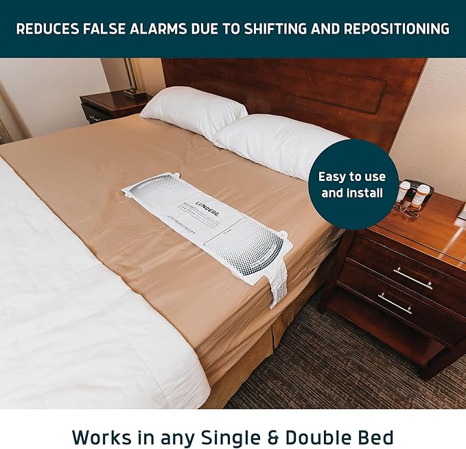 Lunderg Early Alert Bed Alarm for Elderly Adults - Wireless Sensor Pad & Pager - with Pre-Alert Smart Technology - Safety Bed Alarms and Fall Prevention for Elderly and Dementia Patients