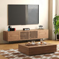gaoyangjiaju Mid-Century Modern Expandable Coffee Table & TV Stand Set, Walnut Finish – Elegant Storage Combo for Living Room, Bedroom, or Lounge (70.87" TV Stand+Coffee Table)