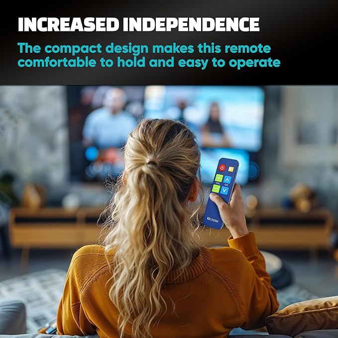 EZclicker TV Remote for Seniors, Extra Simple Big Button Remote (Blue) Works with Major TV Brands, NOT for Streaming (2xAAA Batteries Not Included)
